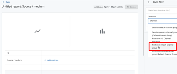 Click on First User Default Channel Group