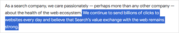 Google AI Search clicks statement 2