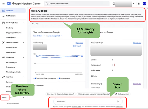 Google Merchant Center AI tool