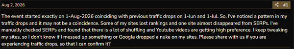 Google search ranking volatility July 2026