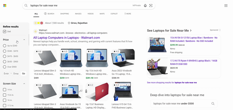 Bing New Search Result Page after new update