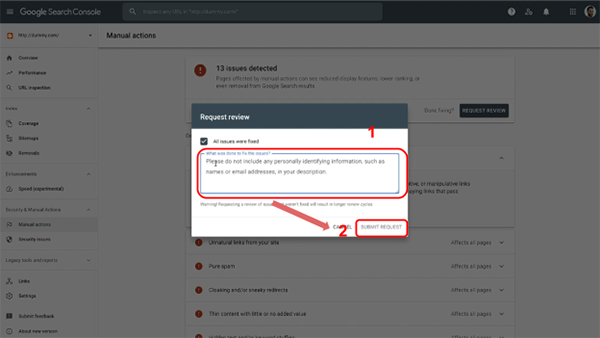 Google site reputation abuse Request Reviews