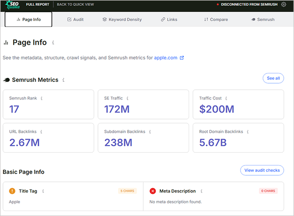 SEO Quake By Semrush