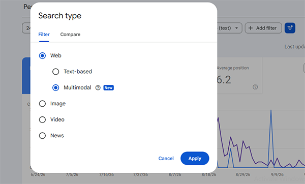 Screenshot from Search Console