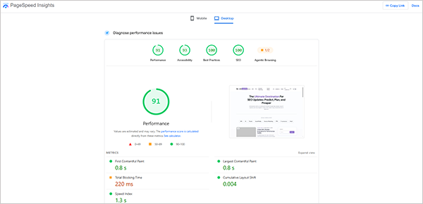 technical SEO checklist Google PageSpeed Insights