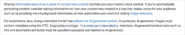 Google says on sharing how content is created
