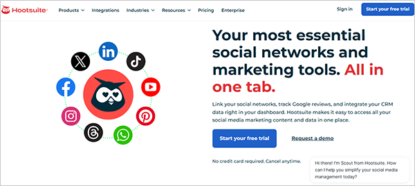 Hootsuite integration page