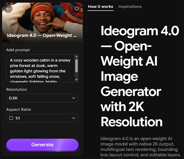 Ideogram 4.0 asking prompt to generate images