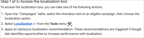access the localization tool