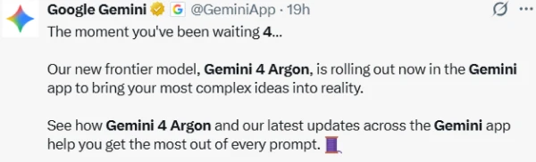 Gemini Argon starts rolling out